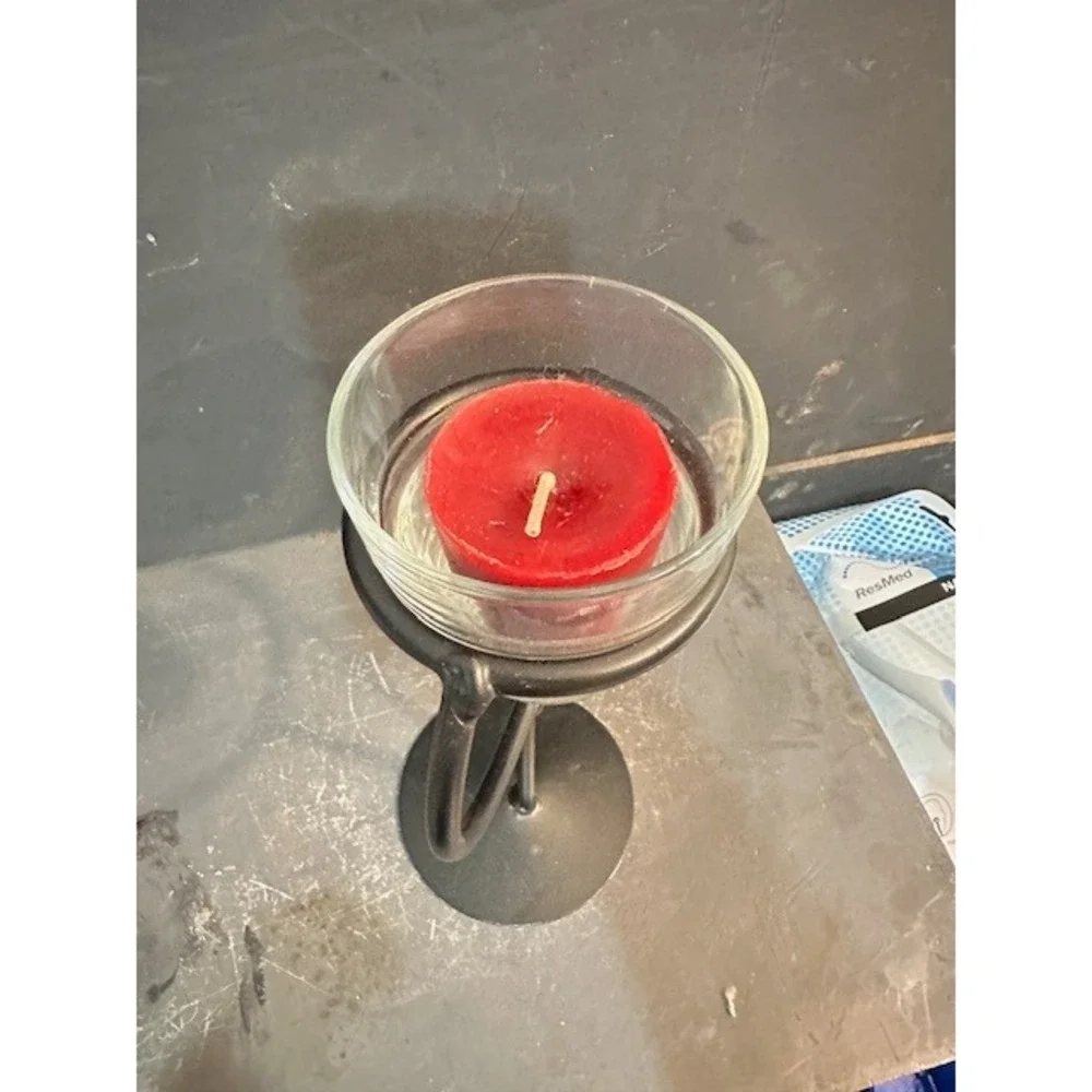 Modern Black Wrought Iron Votive Candle Holder Geometric Circle Pedestal‎ Stand